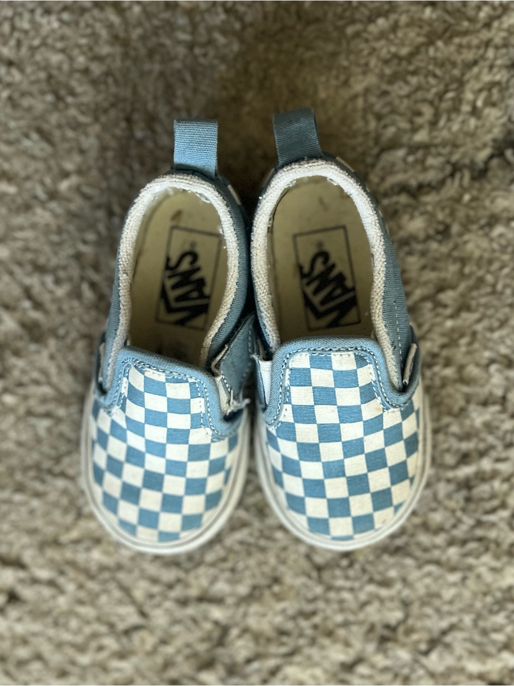 Vans Kids Checkerboard Slip-On Sneakers - Blue and White